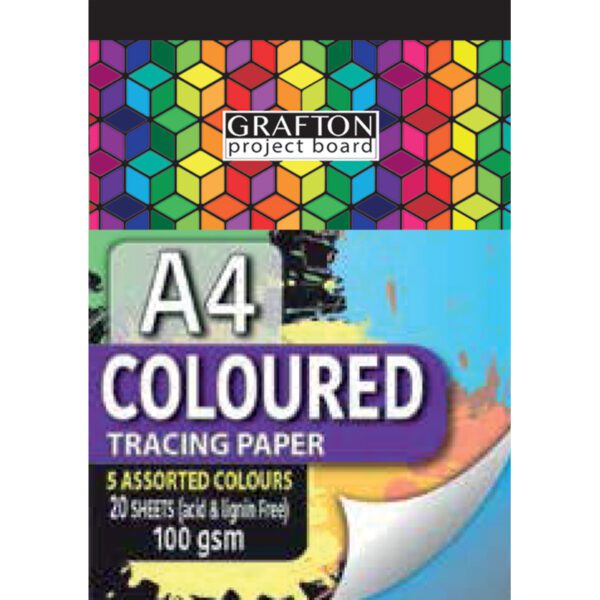 GRAFTON A4 COLOURED PLAIN TRACING PAPER PADS 20 sheets
