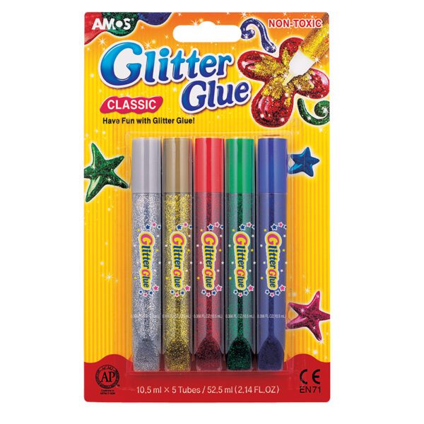 AMOS GLITTER GLUE 10.5ml 5pcs 12`s CLASSIC - GCL10B5