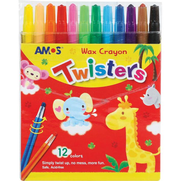 AMOS TWISTER/RETRACTABLE WAX CRAYON 12`s - RC12PST