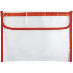 TREFOIL CLEAR LIBRARY BAG WITH ZIP RED