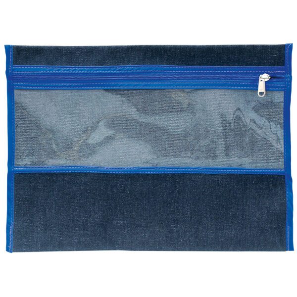 TREFOIL DENIM SUBJECT BAG WITH WINDOW BLUE