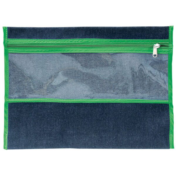 TREFOIL DENIM SUBJECT BAG WITH WINDOW GREEN