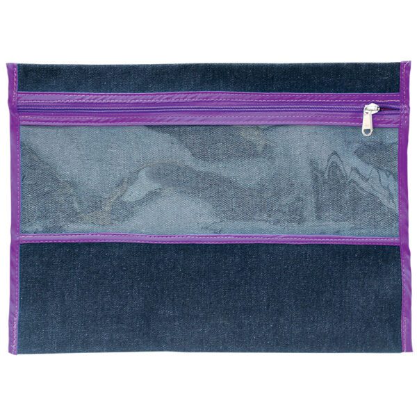 TREFOIL DENIM SUBJECT BAG WITH WINDOW PURPLE