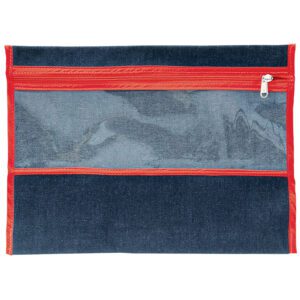 TREFOIL DENIM SUBJECT BAG WITH WINDOW RED