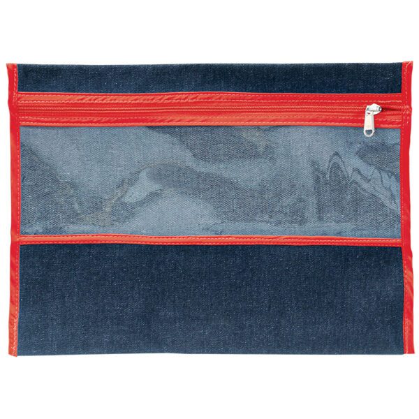 TREFOIL DENIM SUBJECT BAG WITH WINDOW RED