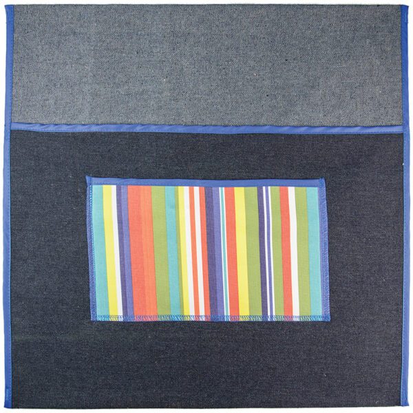 TREFOIL DENIM CHAIRBAG 440mm WITH POCKET CANDY STRIPE BLUE