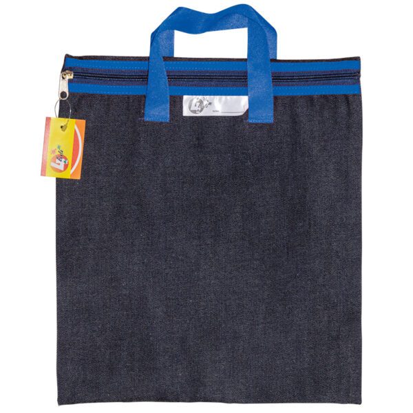 PRODUCTS > BACK TO SCHOOL DENIM LIBRARY BOOK BAG WITH HANDLE BLUE
