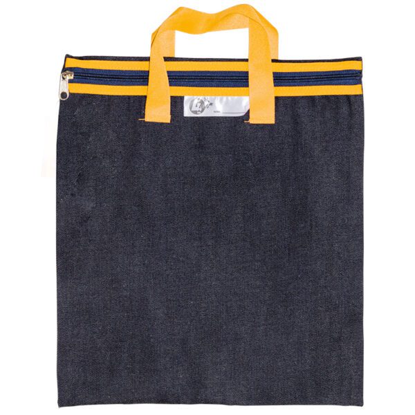 PRODUCTS > BACK TO SCHOOL DENIM LIBRARY BOOK BAG WITH HANDLE YELLOW