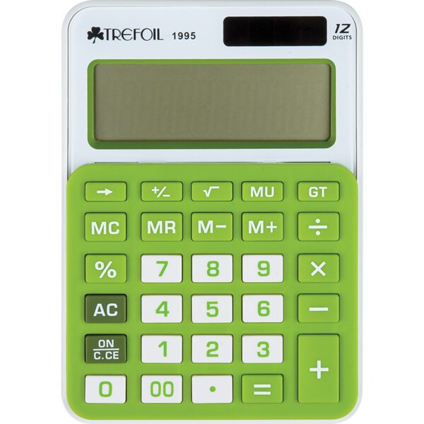12 DIGIT DESKTOP CALCULATOR MEDUIM GREEN / WHITE 1995