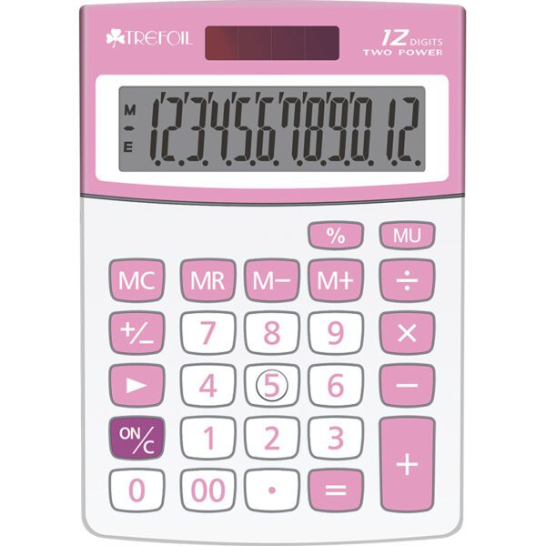 12 DIGIT DESKTOP CALCULATOR MEDUIM SILVER/PINK 3042