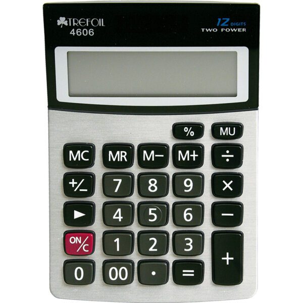 12 DIGIT DESKTOP CALCULATOR MEDUIM SILVER/BLACK 4606