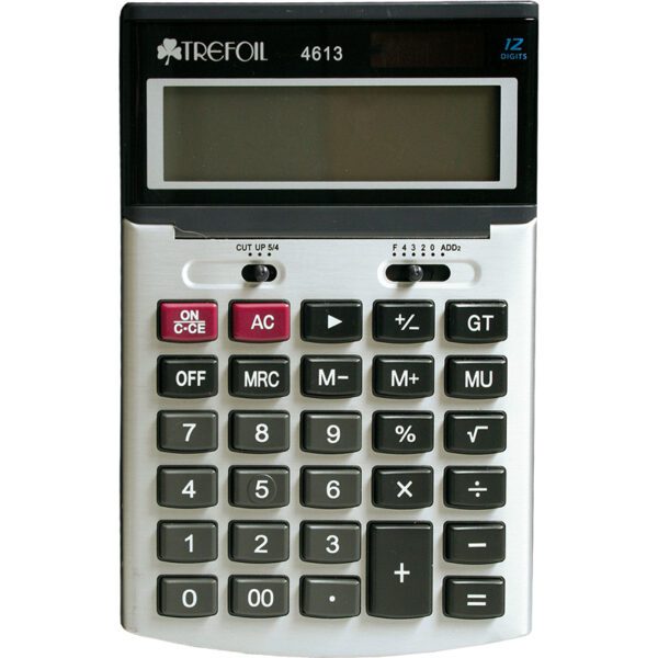 12 DIGIT DESKTOP CALCULATOR LARGE SILVER/BLACK 4613