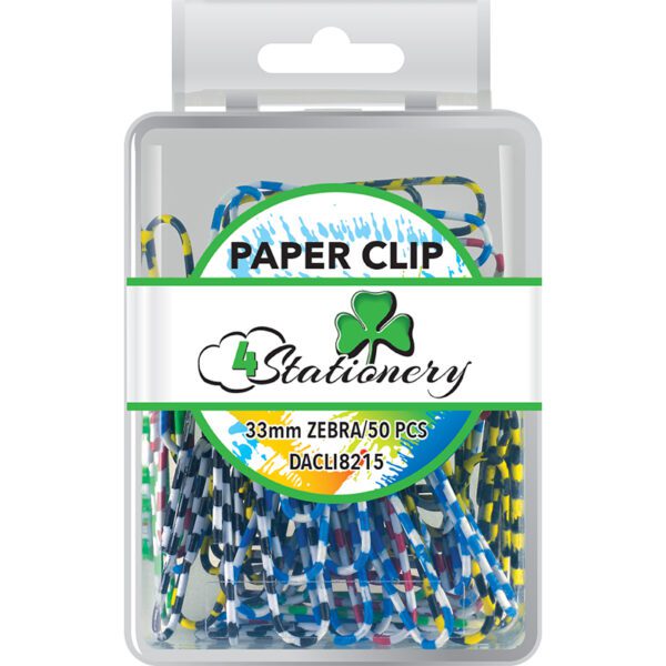 RETAIL BOX ACCESSORIES 30pc PAPER CLIPS ZEBRA 50mm
