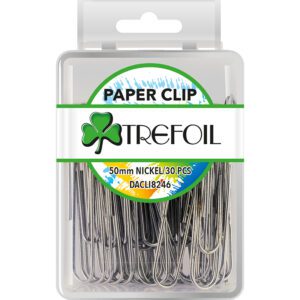 RETAIL BOX ACCESSORIES 30pc PAPER CLIPS SILVER 50mm
