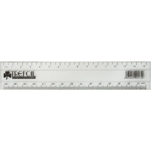RULER CLEAR PLASTIC 15cm
