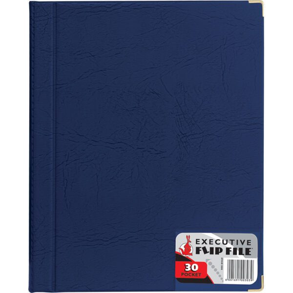 Executive Leather Look Display Book Blue 30 POCKET