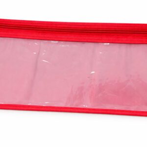 PRODUCTS > BACK TO SCHOOL PENCIL BAG 33cm HIDDEN POCKET PLUS CLEAR FRONT RED