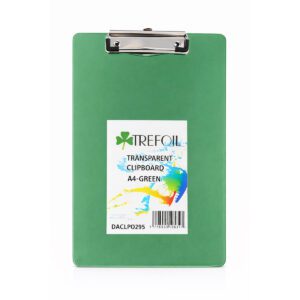 TREFOIL TRANSPARENT CLIPBOARD A4 GREEN