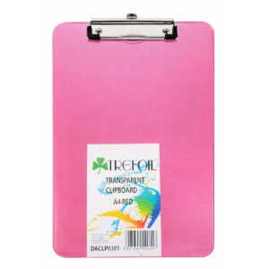 TREFOIL TRANSPARENT CLIPBOARD A4 RED