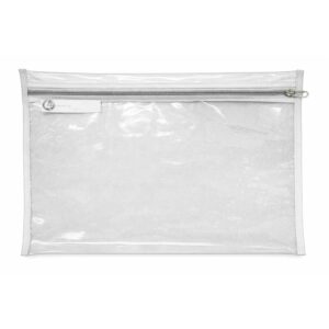 POLYKING SCHOOL CLEAR LIBRARY BAG WITH ZIP 36 X 27CM GREY