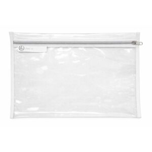 POLYKING SCHOOL CLEAR LIBRARY BAG WITH ZIP 36 X 27CM WHITE