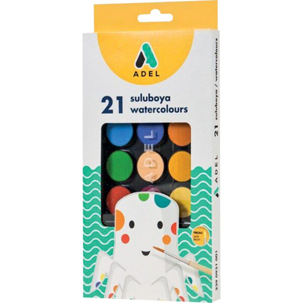 ADEL WATER COLOUR PAINT 21 TABLETS 30mm diameter