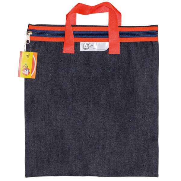 PRODUCTS > BACK TO SCHOOL DENIM LIBRARY BOOK BAG WITH HANDLE RED