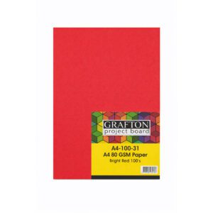 GRAFTON A4 80GSM PAPER (100 PK) - BRIGHT RED