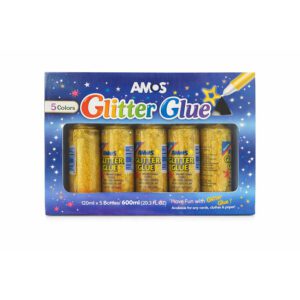 AMOS GLITTER GLUE JUMBO 120ml 5pcs GOLD - GCL120P5GD **
