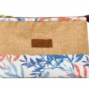 TREFOIL PADDED HESSIAN / PRINT PENCIL BAG BLUE