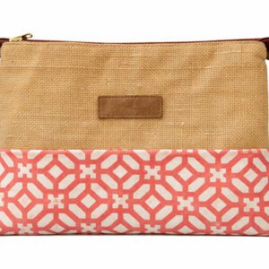 TREFOIL PADDED HESSIAN / PRINT PENCIL BAG ORANGE