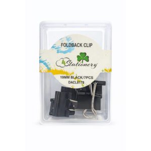 RETAIL BOX ACCESSORIES 7pc FOLDBACK CLIPS 19mm BLACK