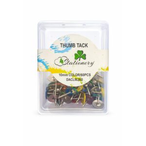 RETAIL BOX ACCESSORIES 60pc THUMB TACK COLOUR 10mm
